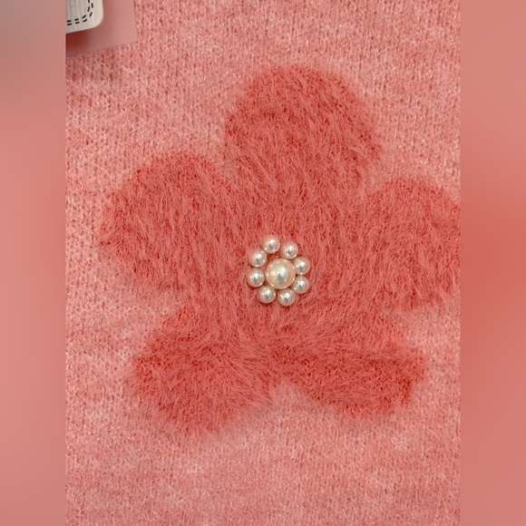 NWT SZ L Nanette Lepore Pink Crewneck Embellished Sweater - Picture 3 of 7